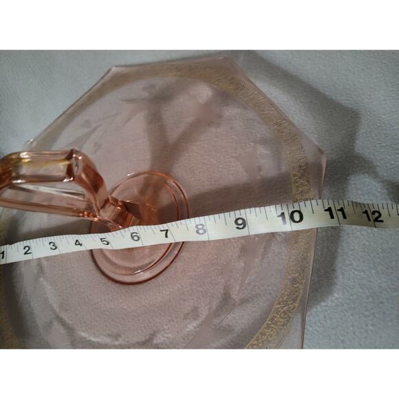 Vintage Jeannette Rose Pink Depression Glass Canapé Tray Tid Bit Dish Etched - Picture 7 of 9
